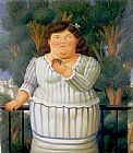 Fernando Botero Famous Paintings - En El Balcon